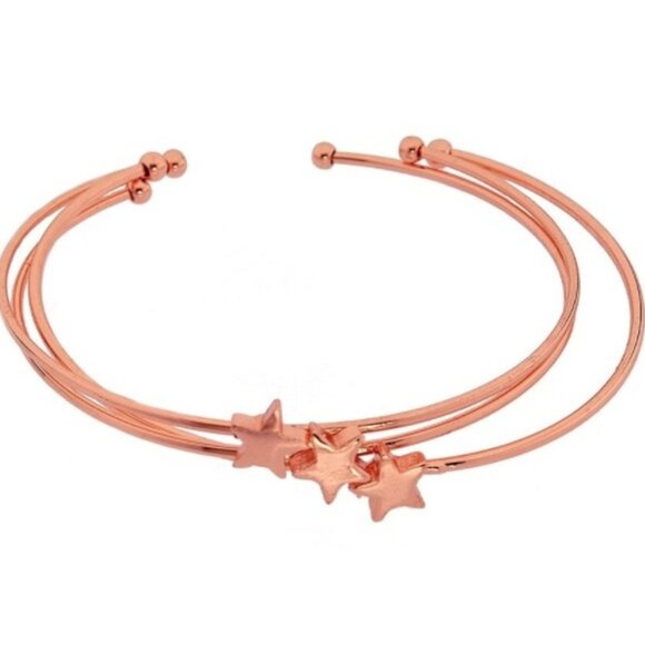 Rose Gold Star Cuff Bracelets - Picture 1 of 8